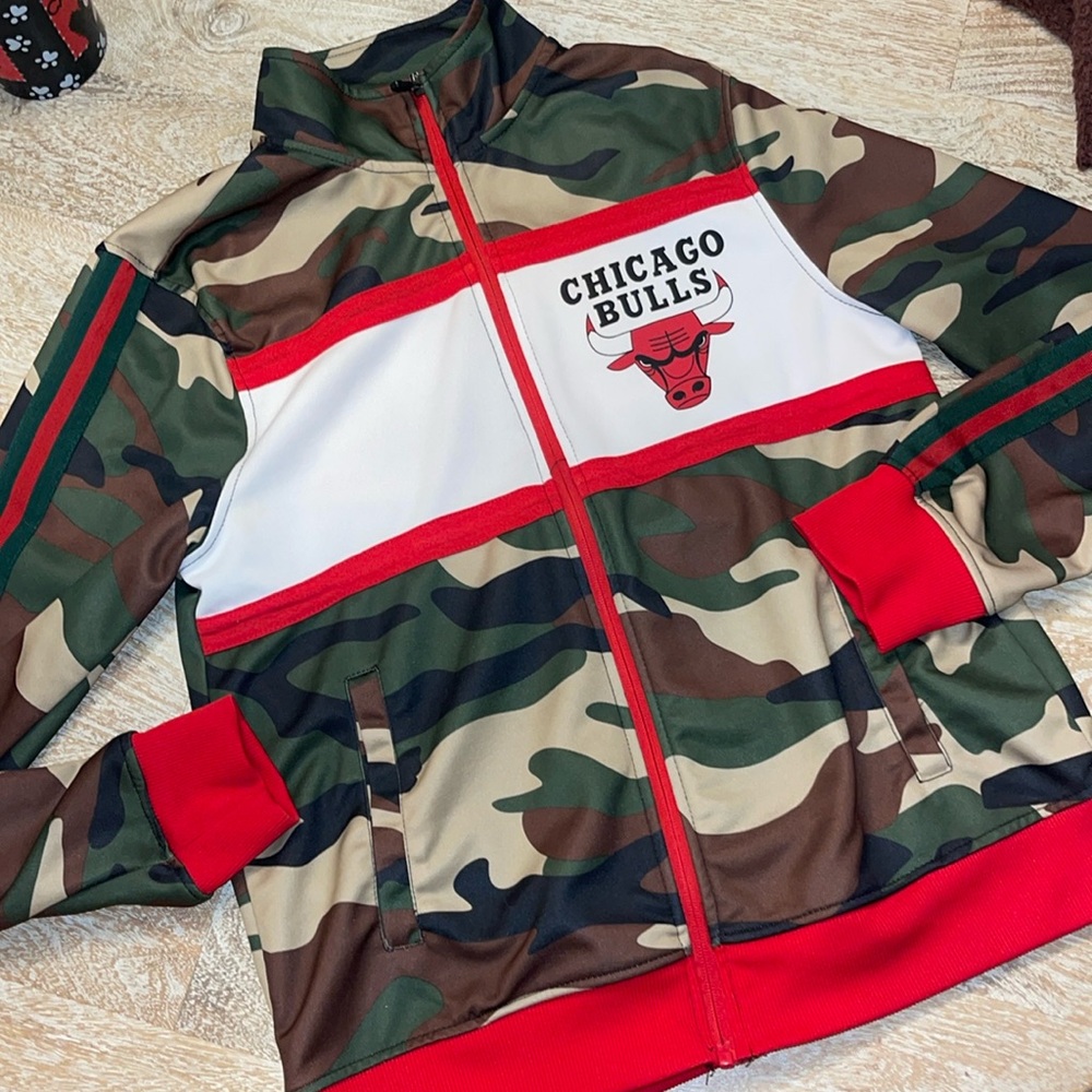 Chicago Bulls Track Jacket Zip Up Small Camoflague